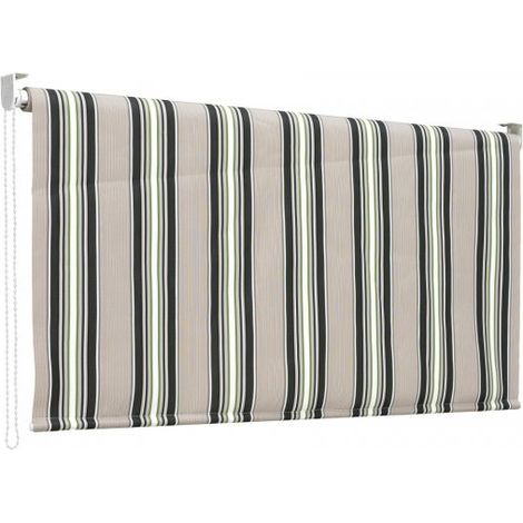 Tenda da sole a caduta, rullo avvolgibile con catenella L 150 H 250cm Fredi righe verde, grigio bianco