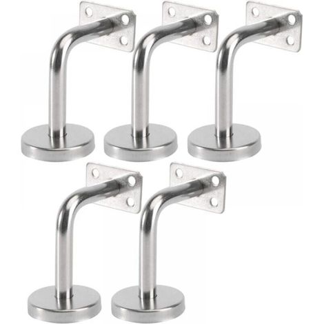 Lot de 5 Support Main Courante Inox - Murale Supports de Main Courante pour Escalier Exterieur Intérieur, Rampe Escalier Bois, Rail D\'escalier (6x8x5cm/2.7x3.1x2.0in)Sans vis (1/4)