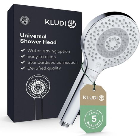 Douchette anti calcaire avec 3 types de jets, douchette économisant l'eau en option (standard 15l/min, option 9 l/min), douchette à main (Ø11,7 cm), chromé (1/5)