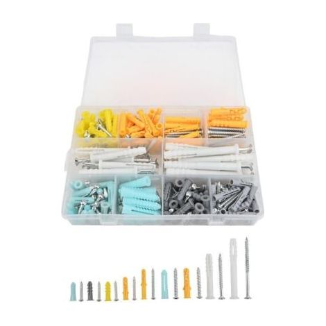 Lot de 300 vis et chevilles murales autotaraudeuses à pointes cruciformes pour brique, béton, acier inoxydable et plastique (1/5)
