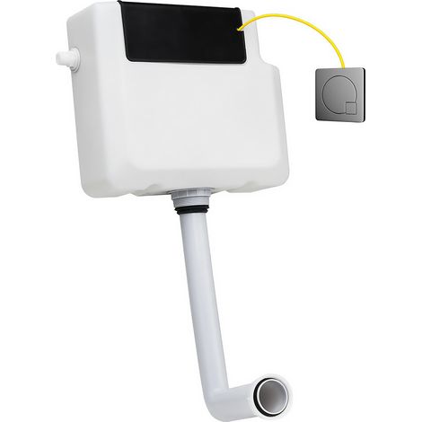 Concealed Cistern with Front Access and Modern Chrome Square Dual Flush Push Button (1/3)