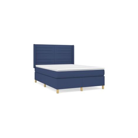Sommier à lattes de lit avec matelas Bleu 140x190 Tissu (1/5)