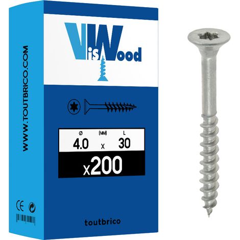 Vis inox A2 tête fraisée filetage partiel - Viswood - 4 - 30 (1/2)