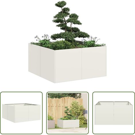 vidaXL Jardin -  Jardinière blanc 80x80x40 cm acier laminé à froid (1/5)