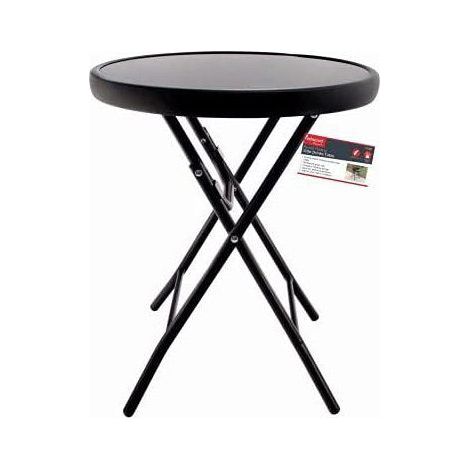 40cm Black Round Folding Side Drinks Table (1/4)