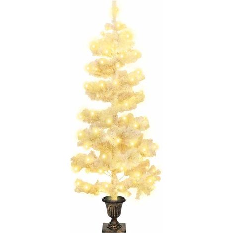 Albero di Natale  Albero natalizio  Albero festivo Preilluminato con Vaso Bianco 120 cm in PVC (1/5)