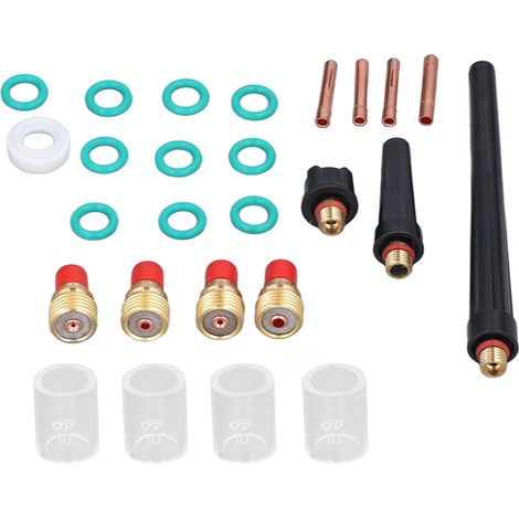 26-teiliges Set für WIG-Brenner: Glasdüsen, Gaslinsen, kompatibles Schweißzubehör DB SR WP 9 20 25 (1/5)