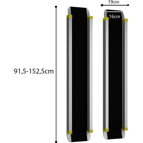 Lot de 2 Rampe Fauteuil Roulant Rampe Télescopique Anti-dérapant en Aluminium avec Longueur Ajustable et Charge Maximale 270KG (91,5-152,5 cm) (1/5)