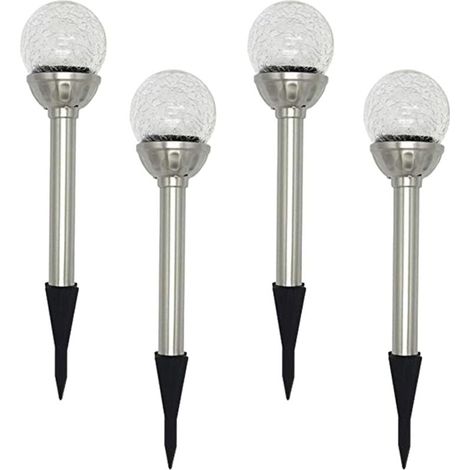 Jardin Lampe Solaire Extérieur, Pack de 4 Lampes à Piquet Solaire à Globe LED RGB 8, Lampe à Boule de Verre Craquelée à Couleur Changeante, Temps de Travail de 6 à 10 Heures-Fei Yu (1/4)