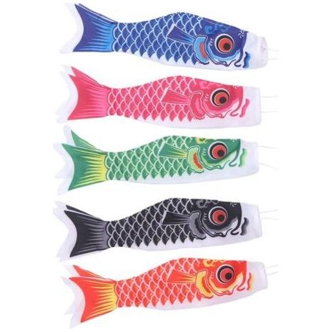 Set mit 5 Gartenwindsäcken, 40 cm großer Windsack in Fischform zur Anzeige von Windrichtung und -stärke (1/4)