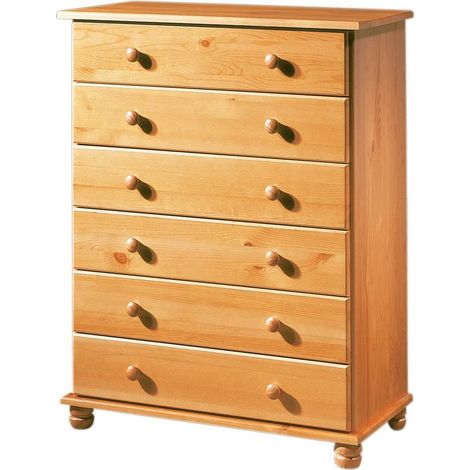 Altea Comoda 6 cajones, Pino macizo color Miel, medidas 100x78x39 cm (Alto/Ancho/Fondo)