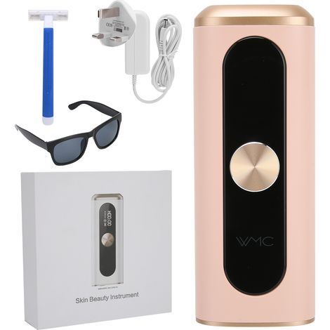 Épilateur corporel professionnel sans douleur 5 intensités lumineuses 110-240V prise UK rose (1/5)