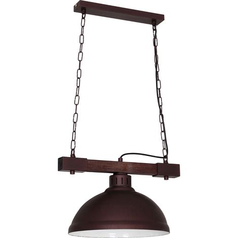 Suspension loft brune chaîne bois foncé E27 Luminex