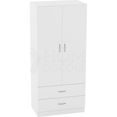 Riano 2 Door 2 Drawer Wardrobe With Hanging Rail & Storage Shelf, White (1/5)