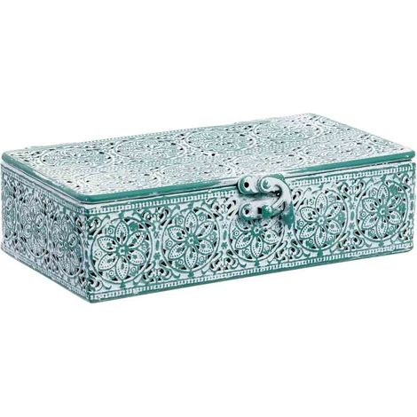 Caja de metal verde 20.5x12.5x6h cm