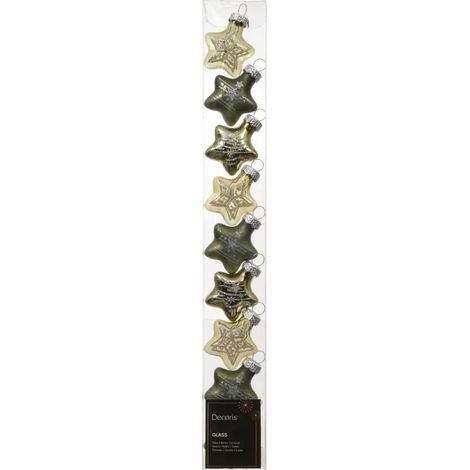 Box 9 stelle di Natale in vetro verde pino lucide e opache H3 cm (1/3)