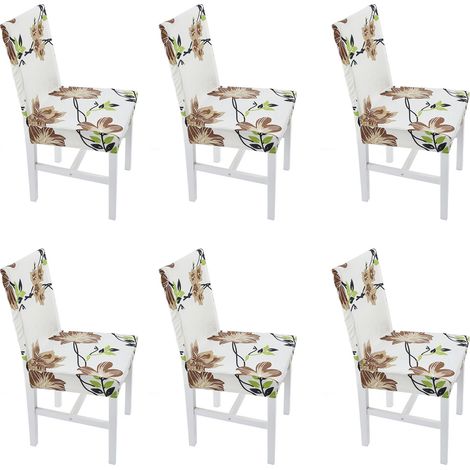 Lot de 6 housses de chaise haute élasticité, amovibles, lavables et anti-poussière, type 3, pour la maison, l'hôtel et la salle à manger. (1/5)