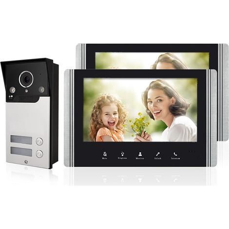 Interphone Vidéo Filaire Sonnette, Visiophone Filaire 4 Fils avec Écran LCD TFT 7" Caméra Vision Nocturne étanche Déverrouillage Surveillance Portier Vidéo Audio Bidirectionnel (1/5)