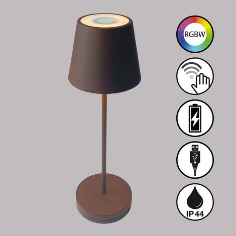 Tischleuchte Außenleuchte LED Akku RGBW Dimmbar Gartenleuchte H 34 cm