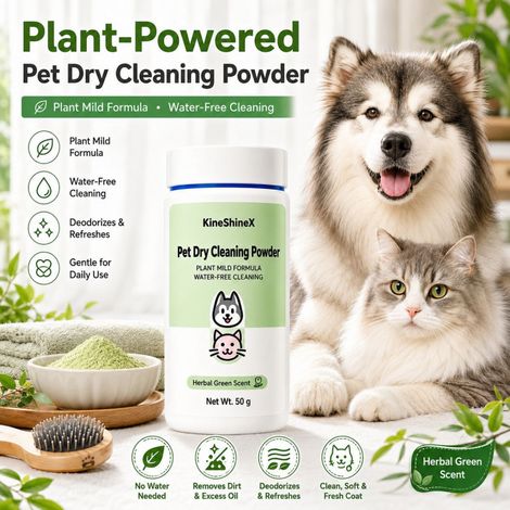 KineShineX Trockenshampoo-Puder für Hunde, Katzen und Welpen – Schützt vor Zecken und Flöhen (1/4)