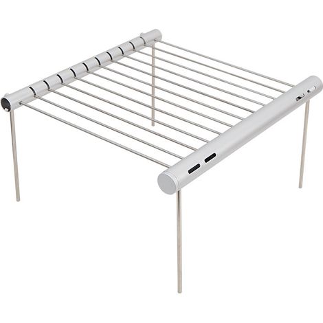 Gril portatif extérieur d'acier inoxydable gril 1pc argent gril pliant Mini gril de poche accessoires de gril de parc à la maison (1/5)