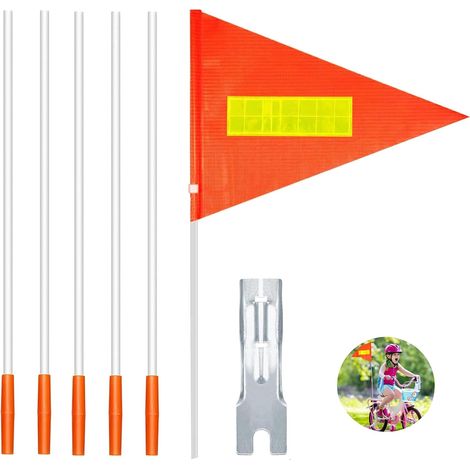 Bandiera di sicurezza per bicicletta, gagliardetto per bicicletta da 180 cm, bandiera per biciclette per bambini, gagliardetto di sicurezza per biciclette per bambini, bandiera triangolare di sicurezz (1/5)