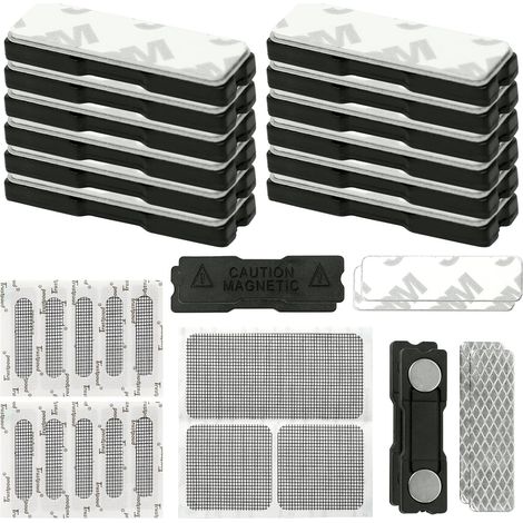 Paquete de 16 imanes para pantalla de ventana con 3 cintas adhesivas de reparación, fuertes imanes para pantalla de bricolaje, sin perforación para cocina, sala de estar, balcón (1/5)