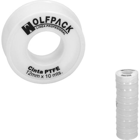 Cinta PTFE Wolfpack  12 mm. x 10 m. (Paquete 10 Rollos)