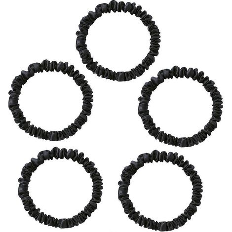 Élastique à cheveux en soie de mûrier, élastique luxueux pour cheveux de femme (lot de 5, noir), 22 mm (1/5)