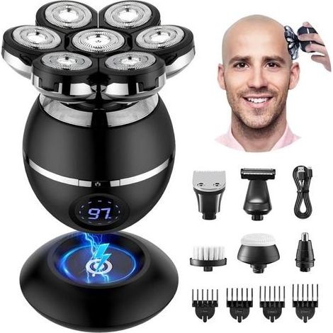 Rasoir Électrique Homme 7D Rotatif 360° 10000 RPM IPX7 USB Rechargeable 6 en 1 avec Accessoires (1/5)