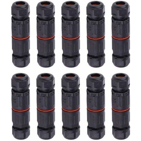 10 Connecteurs Étanches IP68 pour Câble Électrique, Prise Extérieure 3 Broches, Raccord Fil Étanche pour Usage Industriel et Domestique (1/5)