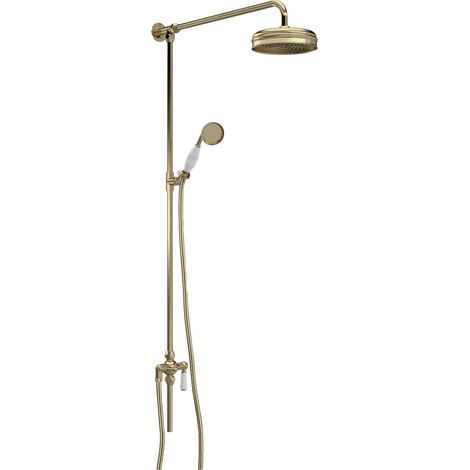 Hudson Reed Shower Riser Kit with Diverter with Fixed Shower Head and Handset - Brushed Brass (1/2)