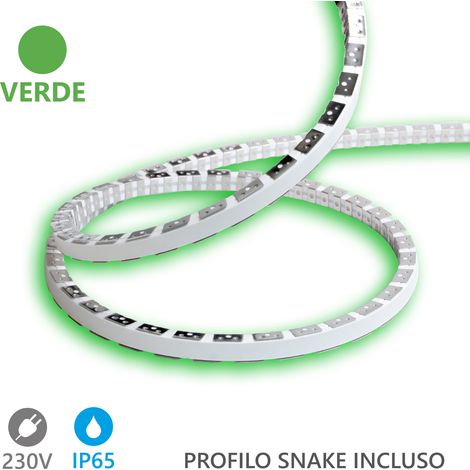 Bande LED Flexible Alcapower Snake Flex 20m 230V 12W/m Verte IP65 Silicone Professionnel Haute Efficacité Énergétique Facteur Déphasage 0,9 (1/5)