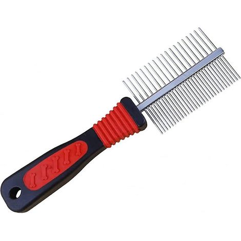 Doppelseitiger Edelstahl-Tierkamm 19,5 x 5 cm, professionelle Metall-Pflegebürste und Haarentfernungswerkzeug (1/5)