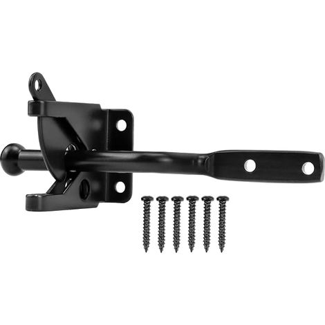 Door Latch, Self Locking Door, Garden Door Lock, For Patio, Wooden Doors, Chicken Coop Doors, With Screws, Black (1/4)