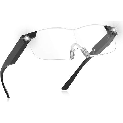 Lunettes grossissantes rechargeables avec lumière LED, mains libres, grossissement 160% et filtre anti-lumière bleue : lunettes grossissantes éclairées pour les loisirs, la lecture et les travaux de p (1/4)