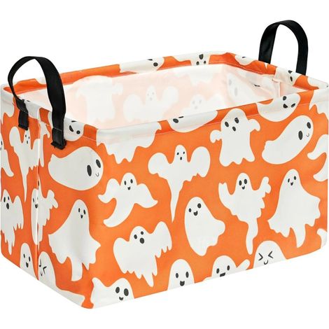 Panier de rangement fantôme d'Halloween, panier à linge pliable avec poignées, coffre à jouets pour chambre d'enfant, décoration intérieure 5-35x25x25cm (1/5)