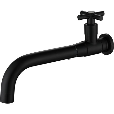 Robinet de lavabo mural (noir mat), eau froide, acier inoxydable 304 (1/5)
