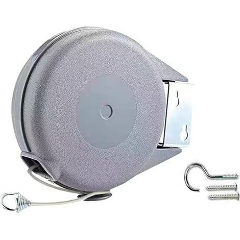 12m Corde à linge rétractable de pour l'extérieur cordon rétractable en PVC corde à linge rétractable fixée au mur pour l (1/4)