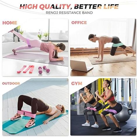 Bande Elastique Musculation - Tissu Doux Antidérapant - Pour Yoga Pilates Squats - 3 Pièces (1/5)
