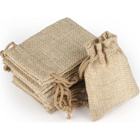 20 Sachets en Coton,Sacs en Toile de Jute Sacs-Cadeaux Bonbons Sacs Sachets en Jute avec Cordon de Serrage pour Le Mariage, fête Dragée Bijoux Cadeau 7x9cm (1/4)