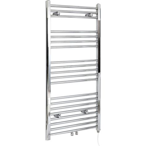 Hudson Reed – Sèche-serviettes électrique 400W – Raccordement central – Acier chromé – Dimensions 118,8 x 50 cm – Garantie 10 ans