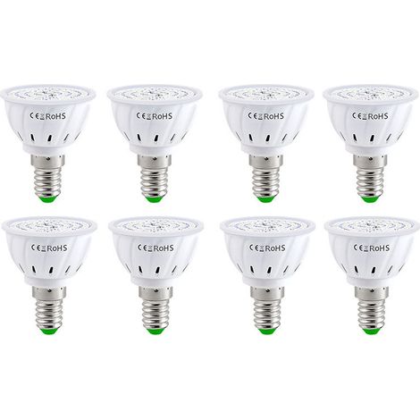 [KK] Lampe horticole LED E14 - 60 sources lumineuses à spectre complet, pour fleurs, semis hydroponiques et plantes biologiques (lot de 8).-AquaForge (1/5)