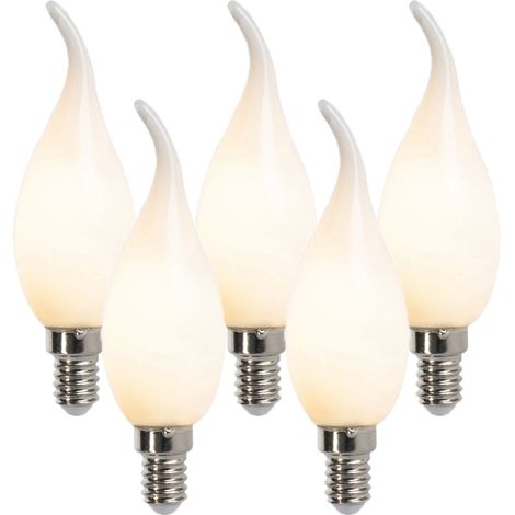 QAZQA Set of 5 E14 Dimmable LED Filament Tip Candle Bulbs F35