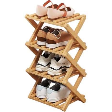 étagère à chaussures pliante en bambou -Indépendant -Convient pour les entrées, les armoires, les chambres et les couloirs (1/5)