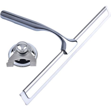 Tergivetro/pulisci doccia con supporto a parete per montaggio adesivo, 27 cm / 270 mm, cromato, D1015