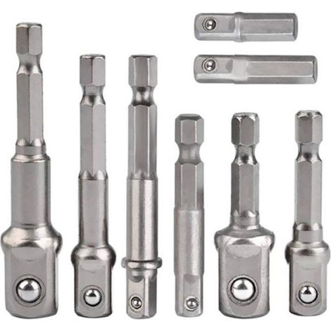 Adaptateur De Douille - 1/4 Pouces Vers 1/4 3/8 1/2 Pouces - Pour Perceuse Et Visseuse Sans Fil - Lot De 8 Pièces (1/5)