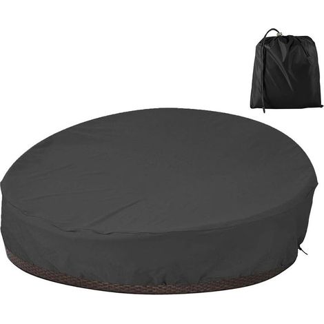 Housse de Protection Canapé Lit Rond Imperméable, Couverture de Canape-Lit en Oxford 210D Solide et Durable, Housse de Protection Salon de Jardin Anti-UV Pluie Vent (Noir)