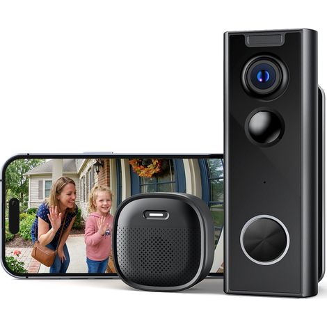 ieGeek Kabellose 2K-Video-Türklingel mit Kamera, IP66-Wasserschutz für den Außenbereich, Zwei-Wege-Audio, Nachtsicht, 2,4-GHz-WLAN (1/5)