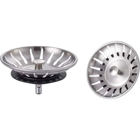 2-Piece Stainless Steel Kitchen Sink Plug - Universal Kitchen Sink Strainer, Sink Drain Plug with 18 Slots, Anti-Clogging Kitchen Sink Grid, Quick Drain Stainless Steel Sink Basket (1/5)